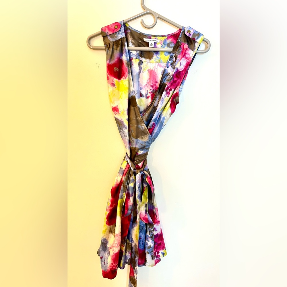 SOLD 100% Silk Banana Republic Floral Wrap Dress